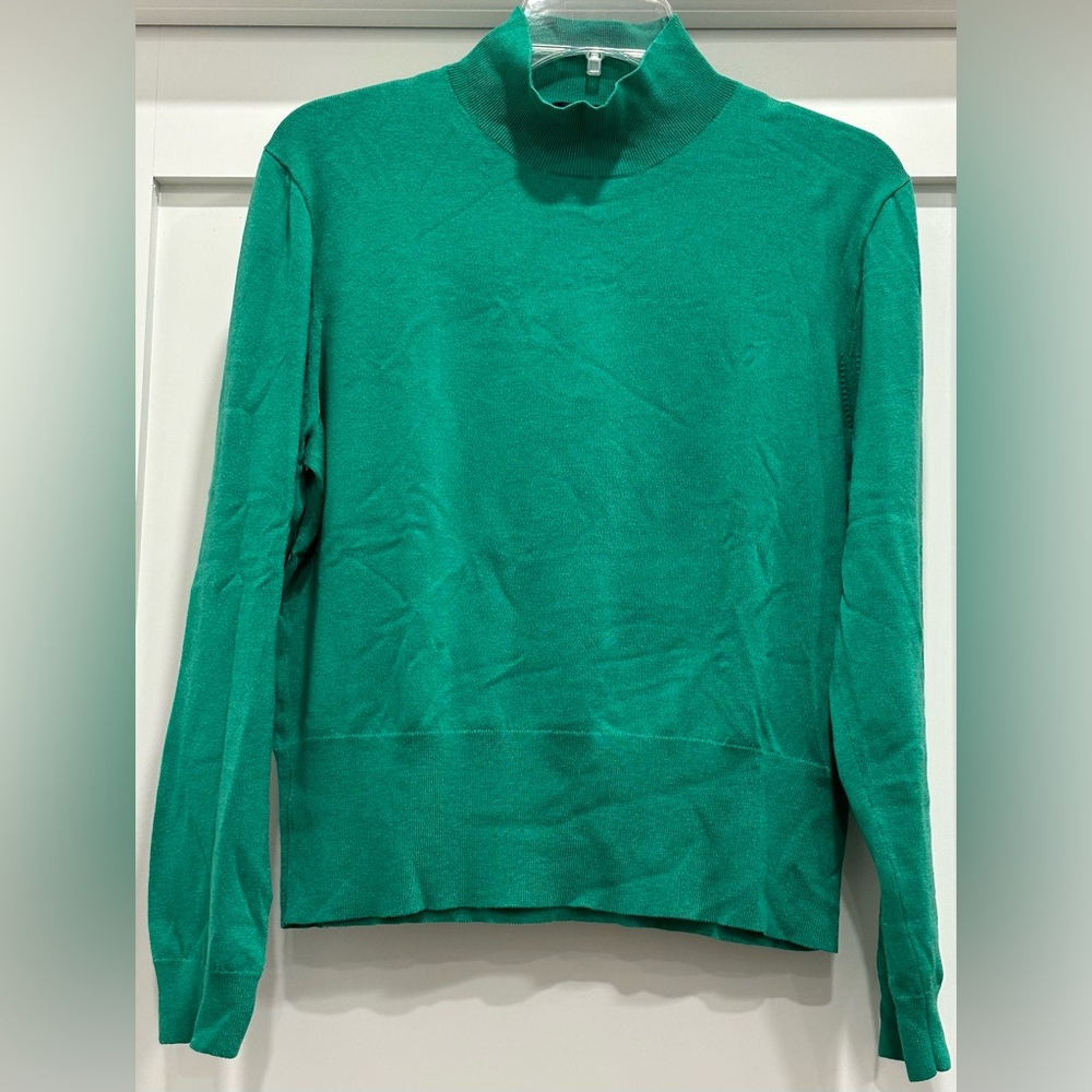 J.Crew Mockneck Silk-Blend Sweater with Ribbed Trim - Bright Alpine